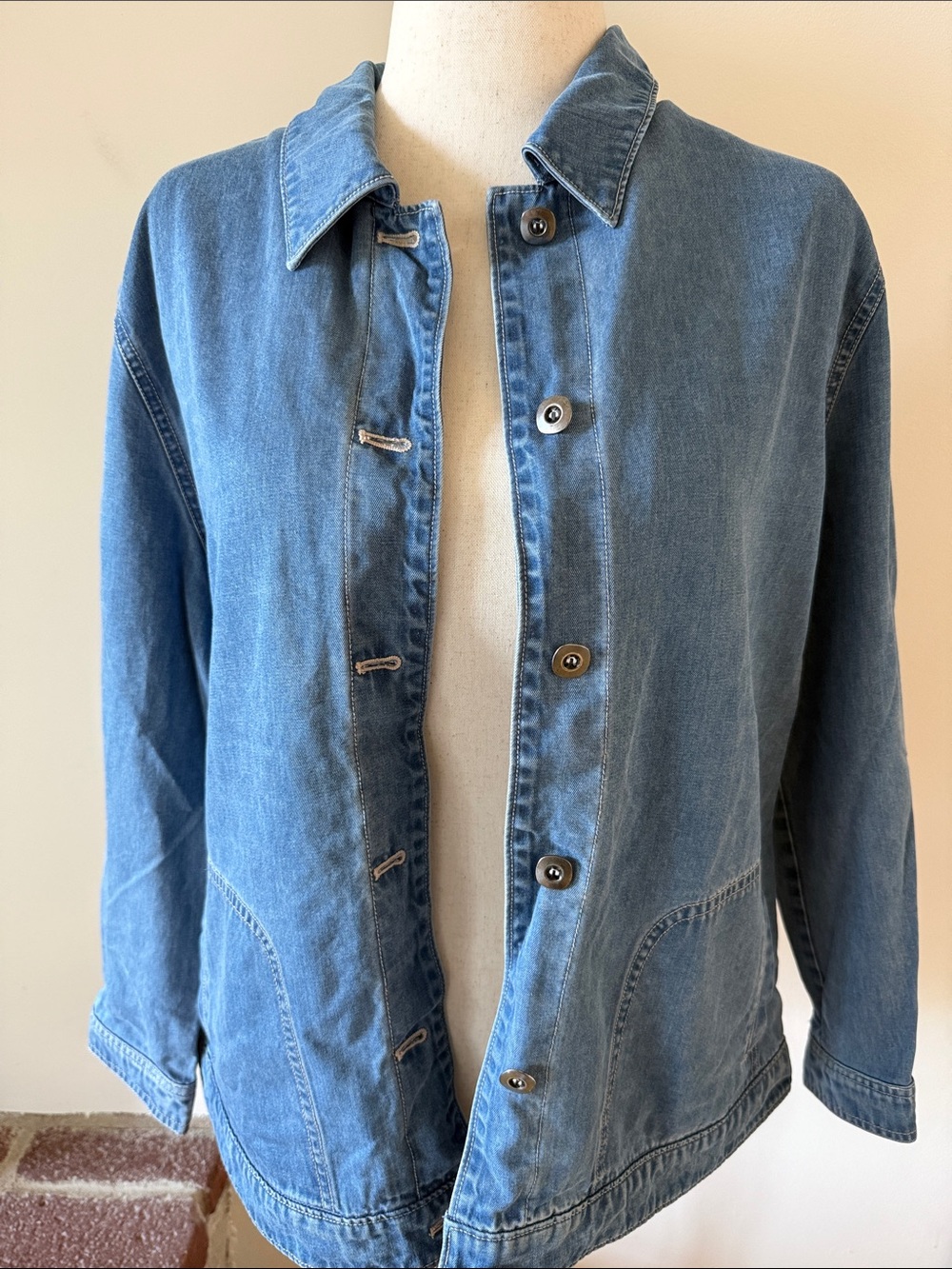 Nordstrom Medium Blue Denim Button-Up Jacket
